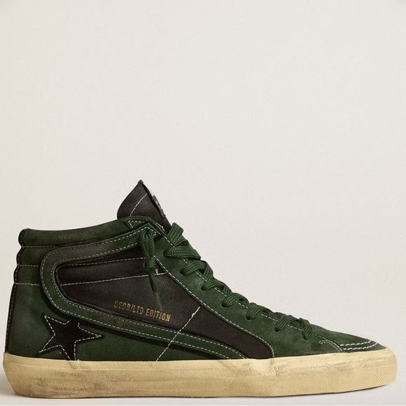 Golden Goose Men’s Slide Limited Edition in Green Suede and Black Canvas - Picture 5 of 5